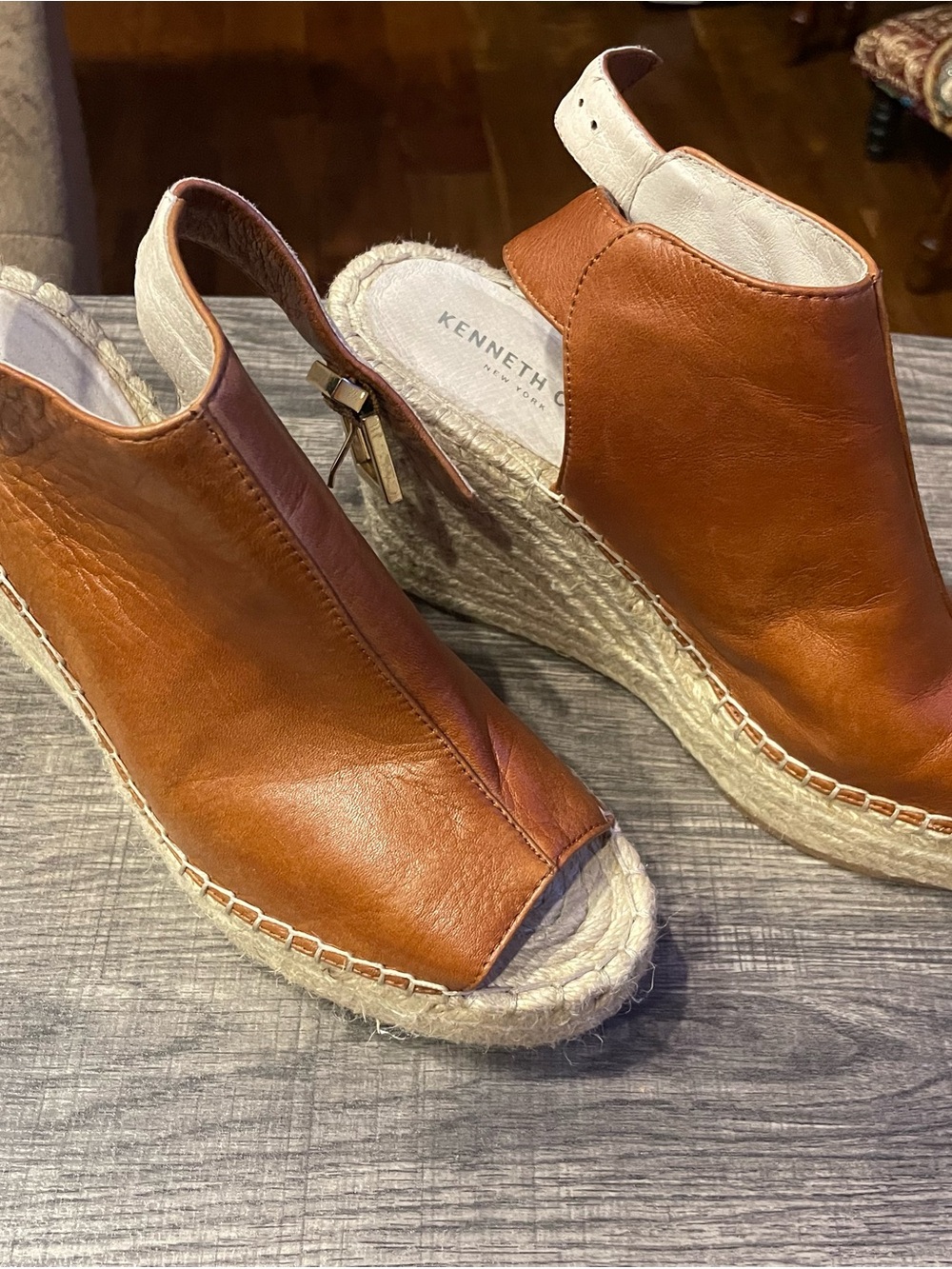 Kenneth Cole Women's Tan Leather Wedge Espadrille